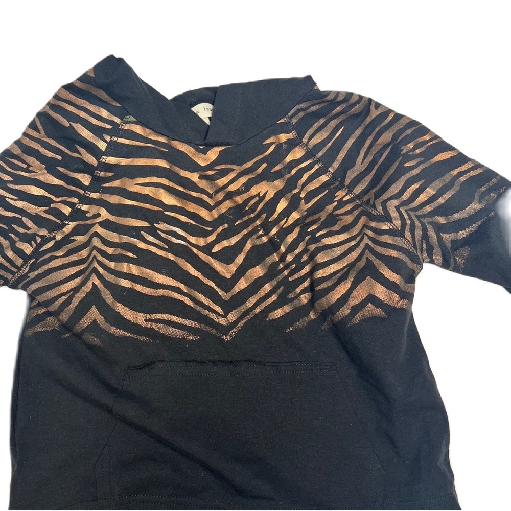 MissIssippi girls sz 8 black animal print gold foil hooded casual streetwear fun